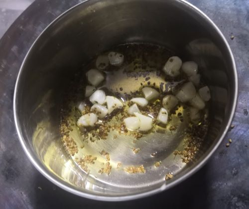 Garlic and ajwain in ghee