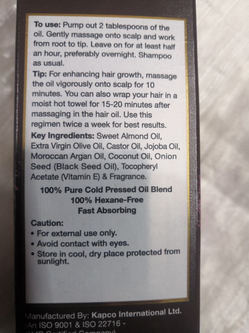 Ingredients of Wow Onion Oil