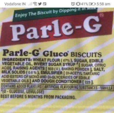 Ingredients of Parle G biscuits 