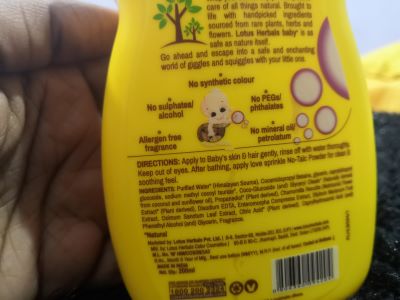 Lotus herbals baby body wash and shampoo