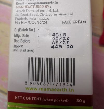 price of mamaearth ye bye blemishes face cream