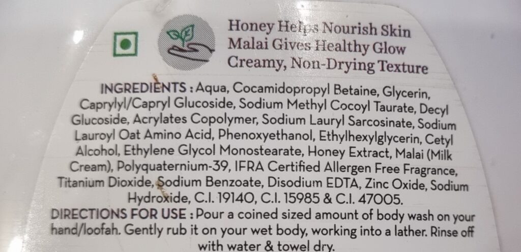 Mamaearth Body wash ingredients